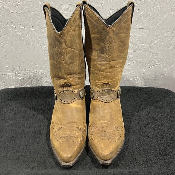 🔥🔥 Brown ABILENE SAGE Soft Leather Snip Toe Chain Western Boots - EXCELLENT - Picture 4 of 13